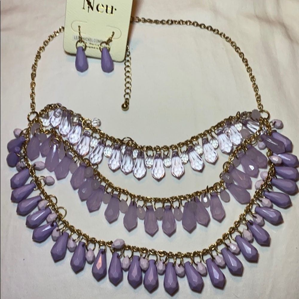 Beautiful light purple necklace and earrings